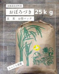 北海道長沼町産おぼろづき玄米　25ｋｇお得パック　　契約栽培米　【送料無料】